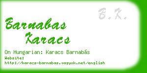 barnabas karacs business card