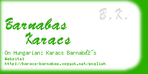 barnabas karacs business card